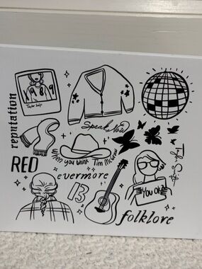 Taylor Swift Black & White Lyric Doodle Art Panel